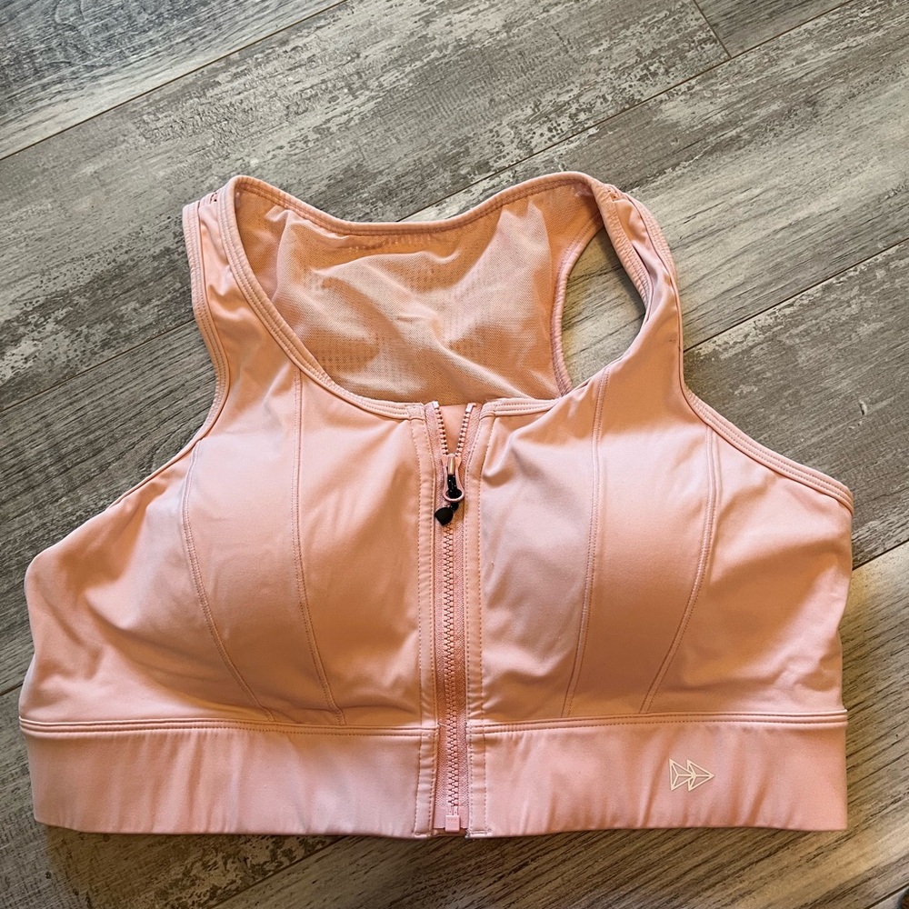 Yvette Pink Front-Zip Sports/compression Bra - Women Intimates & Sleepwear
